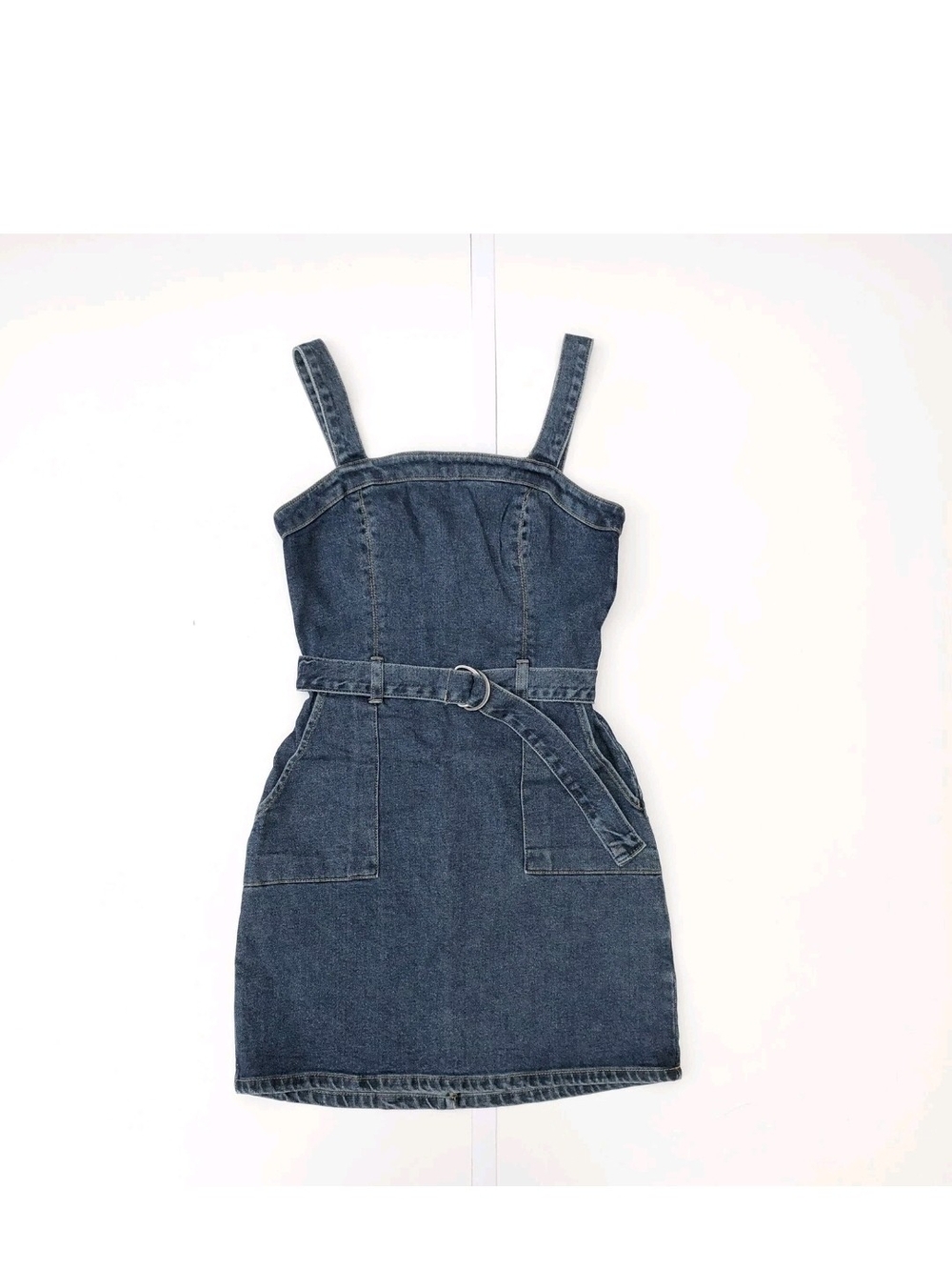 Hollister Denim Belted Pinafore Mini Dress NWOT Medium